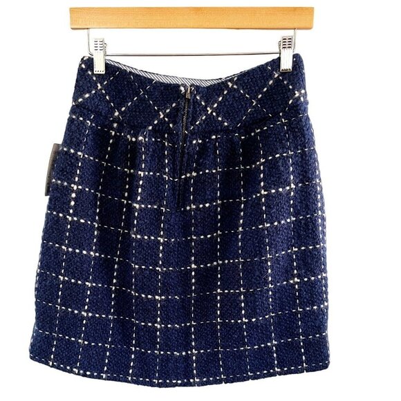 ANTHROPOLOGIE Maeve Womens Skirt Blue White Plaid Wool sz(0) - Picture 4 of 8